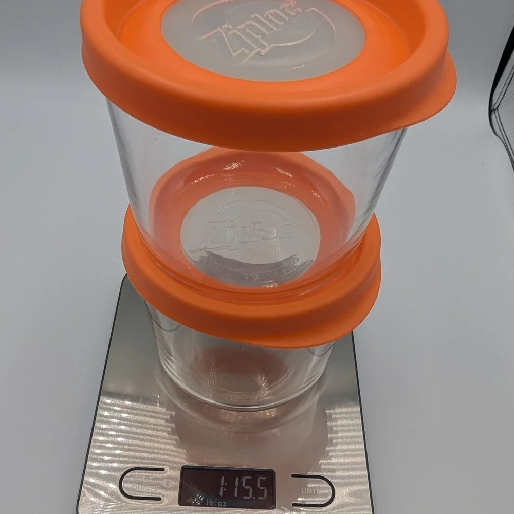 (2) Ziploc Versa Glass Food Storage Container 25 oz Orange Lid Tempered J180